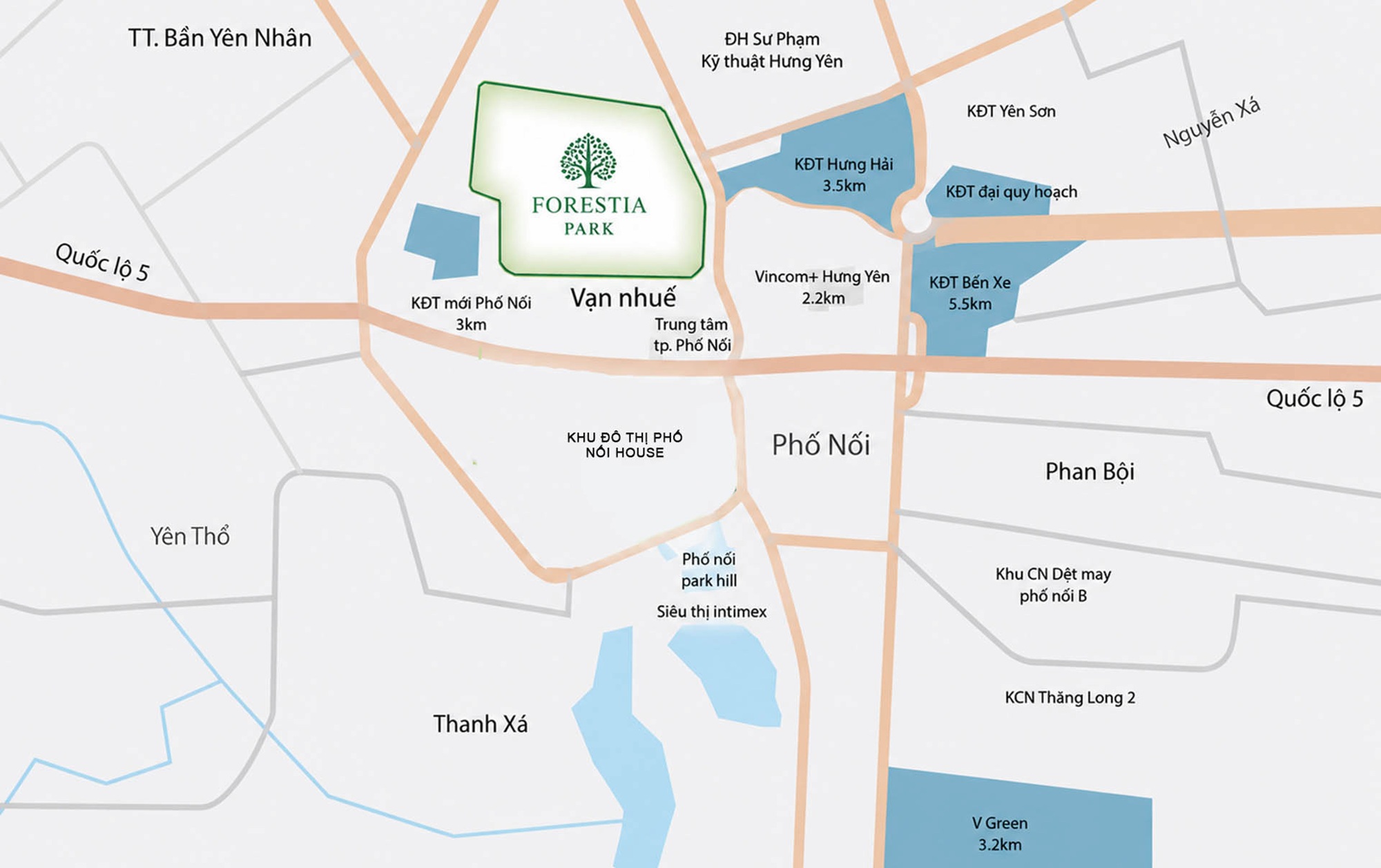 vị trí dự án forestia park phố nối hưng yên